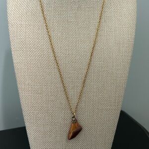 Natural Banded Stone Pendant | Gold Tone Chain | Unique Earth Tone Gemstone